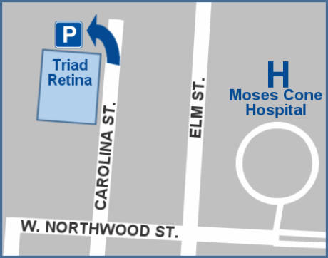 Simplified map of Triad Retina location and parking